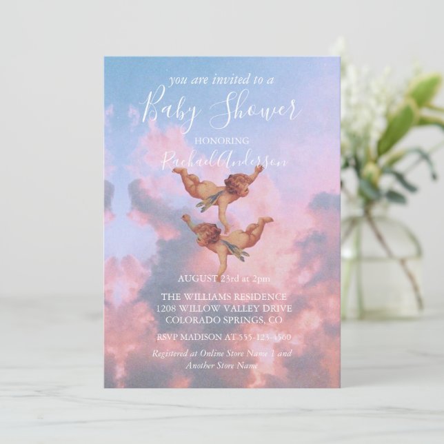 Invitation Les anges dans le ciel (Debout devant)