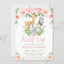Les animaux de la jungle Blush Floral 1er Annivers