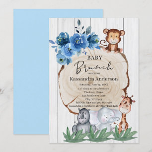 Invitation Les animaux de la jungle rustique rouillent le bru