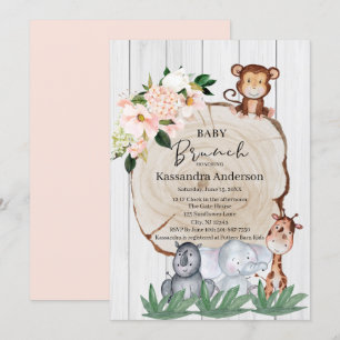 Invitation Les animaux de la jungle rustique rouillent le bru