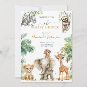 Invitation Les animaux de la jungle sauvage