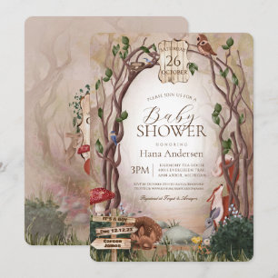 Invitation Les animaux des bois Baby shower de la forêt lunai