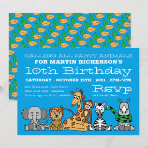 Invitation Les animaux sauvages de Safari, fête d'anniversair