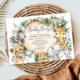 Invitation Les animaux sauvages du Safari verdoyant Douche po
