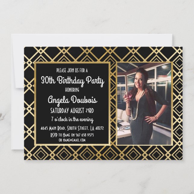 Invitation Les années 1920 de fête d'anniversaire de Gatsby (Devant)