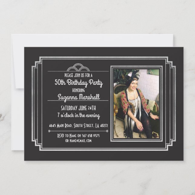 Invitation Les années 1920 de fête d'anniversaire de Gatsby (Devant)