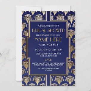 Invitation Les années 1920 marine d'art déco de Fête de la