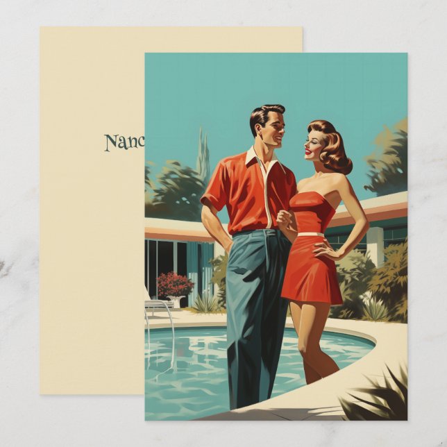 Invitation les années 50 Au Bord De La Piscine (Devant / Derrière)