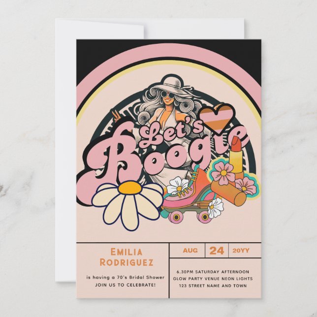 Invitation Les années 70 Boogie Disco Dancing Bride Bachelore (Devant)