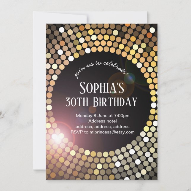 Invitation les années 70 disco parties scintillant anniversai (Devant)