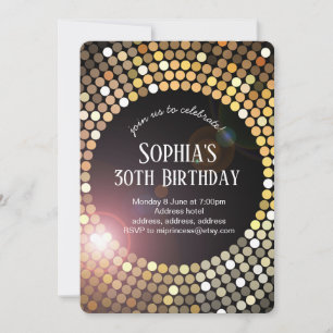 Invitation les années 70 disco parties scintillant anniversai