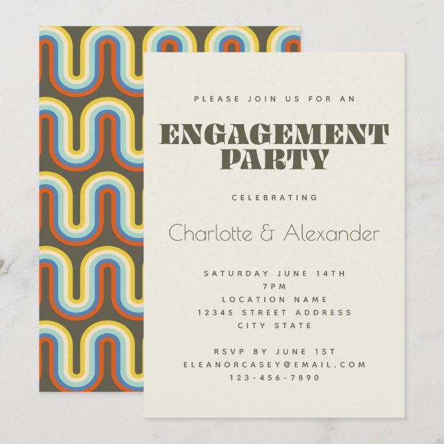 Invitation les années 70 rétro super Design dans la partie d' (Devant / Derrière)