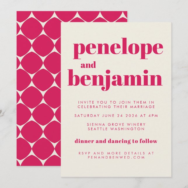 Invitation les années 70 rétro super en Mariage tout-en-un ro (Devant / Derrière)