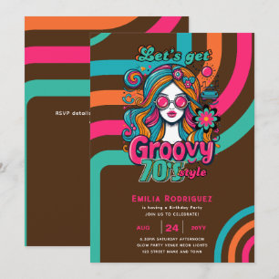 Invitation les années 70 soirée d'anniversaire Boogie Retro D