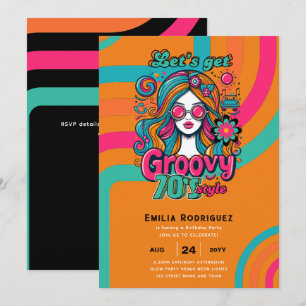 Invitation les années 70 soirée d'anniversaire Boogie Retro D