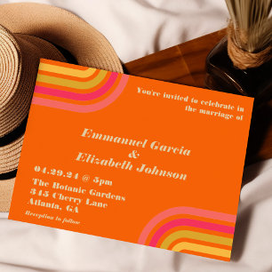 Invitation les années 70 Style Bright Orange Rose Retro Maria