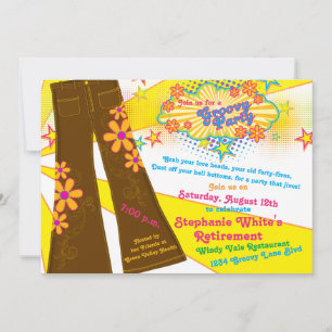 Invitation les années 70 Thème Super Bell Bas Parti de retrai