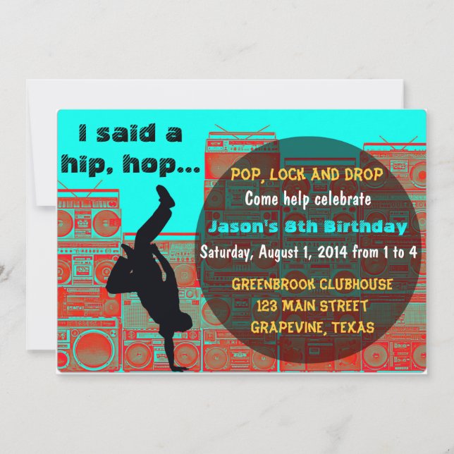Invitation les années 80 Boombox/invitation ancing de partie (Devant)