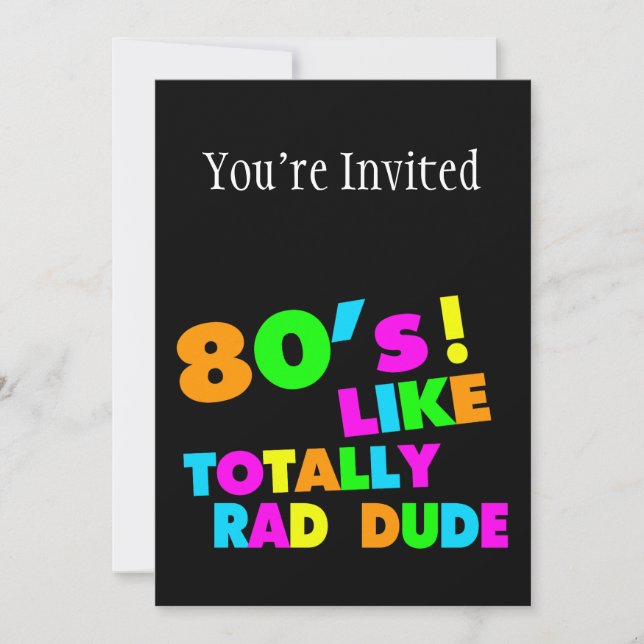 Invitation Les années 80 comme le Dude Neon (Devant)
