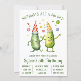 Invitation Les anniversaires sont un Big Dill ! Pickle fête d
