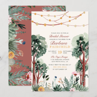 Invitation Les arbres botaniques verts rustiques Fête de l'ma