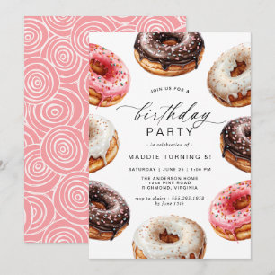 Invitation Les beignets   Cute Dessert Thème Fête d'Anniversa