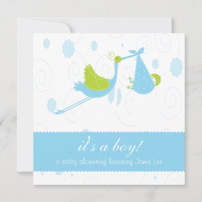Invitation Les bleus layette mignons "c'est baby shower d'un (Devant)