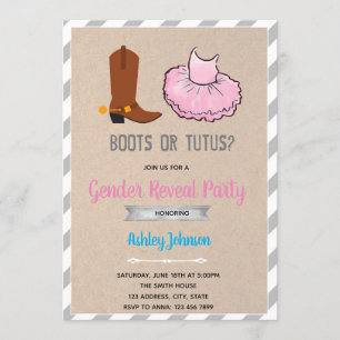 Invitation Les bottes ou le genre tutus révèlent l'invitation