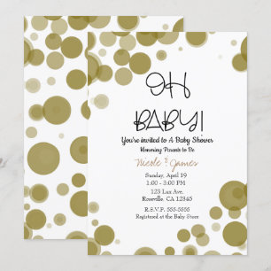 Invitation Les bulles de points Polka Gold et White OH Baby s