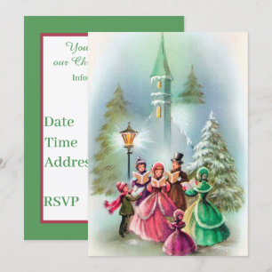 Invitation Les caroleurs de Noël vintage ajoutent une fête d'