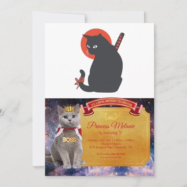Invitation Les chats en guerrier Samurai - Choisir la couleur (Devant)