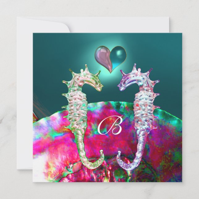 INVITATION LES CHEVAUX DE MER DANS AMOUREUX BEACH MARIAGE MON (Devant)