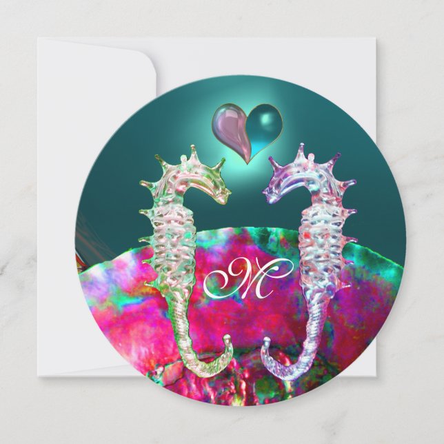 INVITATION LES CHEVAUX DE MER DANS AMOUREUX BEACH MARIAGE MON (Devant)