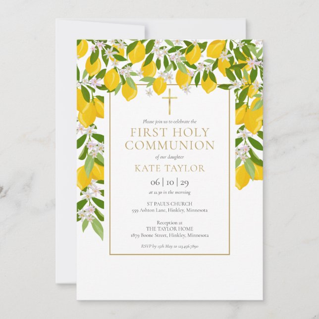 Invitation Les citrons fleurissent la verdure Première commun (Devant)