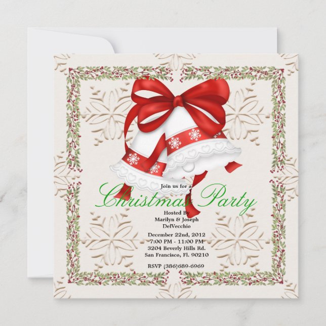 Invitation Les cloches d'argent de Noël COUPE Fête de Noël (Devant)