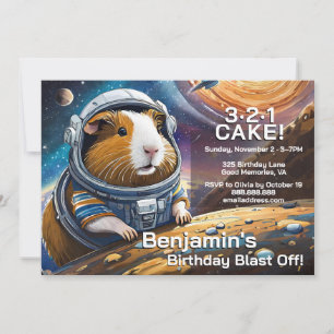 Invitation Les Cochons de Guinée dans l'espace, compte à rebo