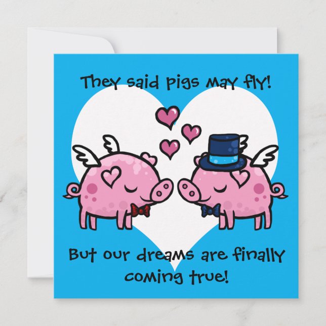 Invitation Les cochons de mariée homosexuelle peuvent voler f (Devant)