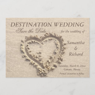 Invitation Les coeurs brûlés sur le sable - Enregistrer la da