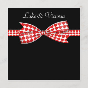 Invitation Les Coeurs rouges s'embrassent sur un Mariage noir