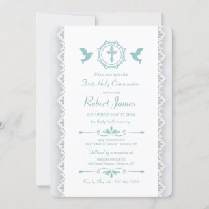 Invitation Les colombes bleues religieuses