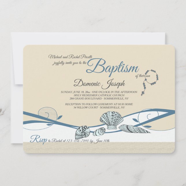 Invitation Les coquillages sur l'invitation du rivage (Devant)