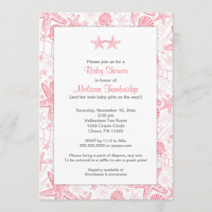 Invitation Les coquilles de mer roses Les étoiles de mer Les 