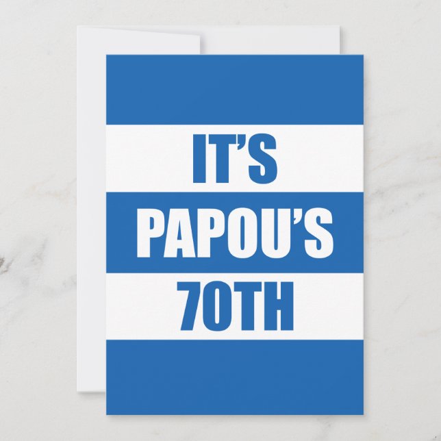 Invitation Les couleurs du drapeau grec de Papou, 70ème anniv (Devant)