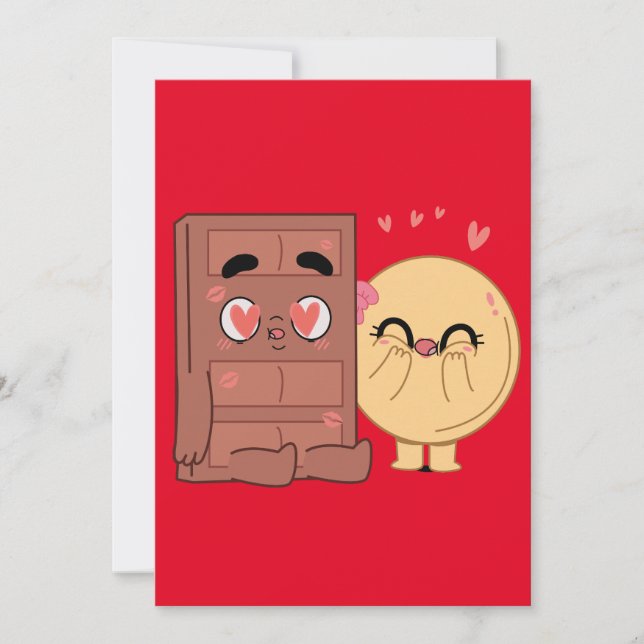 Invitation Les Couples Choco Et Pancake Aiment La Valentine Q (Devant)