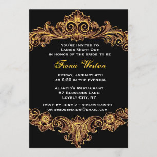 Invitation Les dames du baroque noir et or sortent