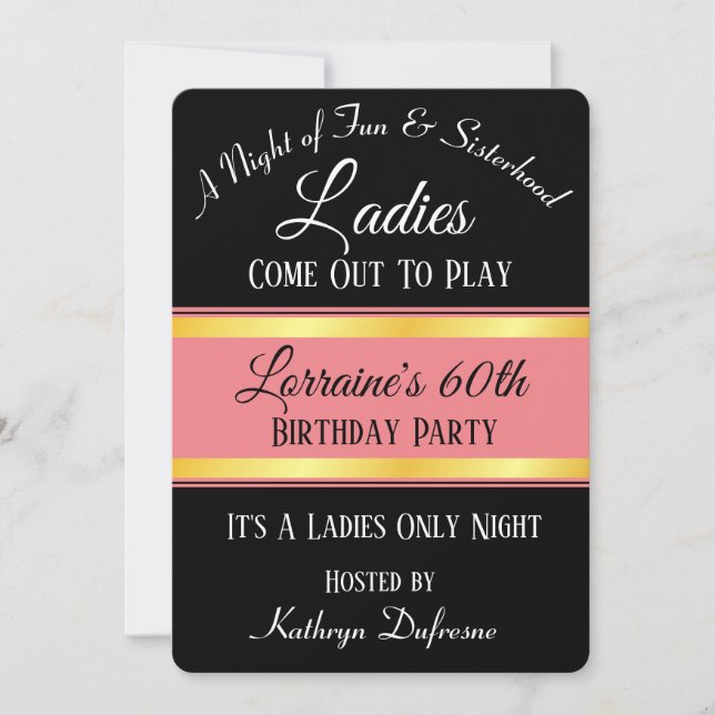 Invitation "Les Dames Sortent Jouer" Anniversaire (Devant)