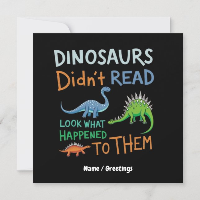 Invitation Les dinosaures n'ont pas lu les livres Regardez ce (Devant)