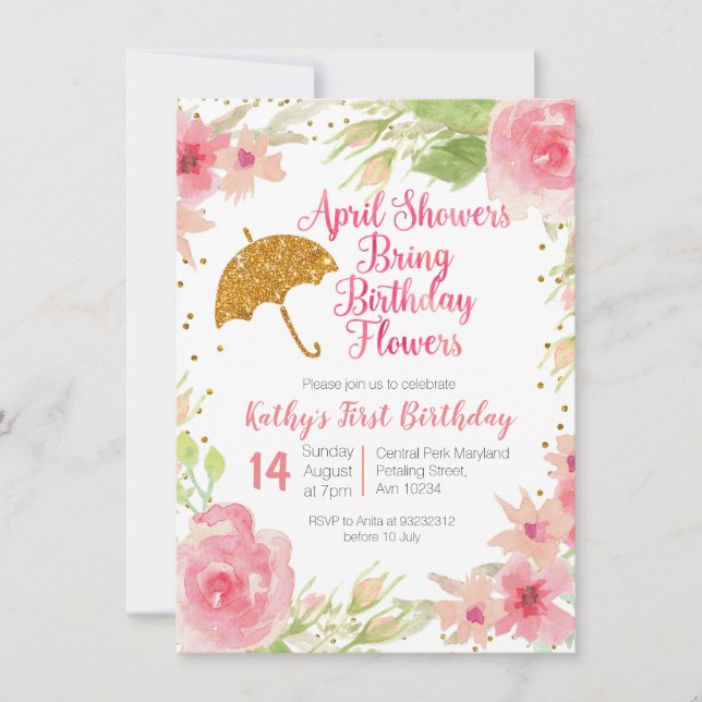 Invitation Les douches florales d'avril apportent des fleurs  (Devant)