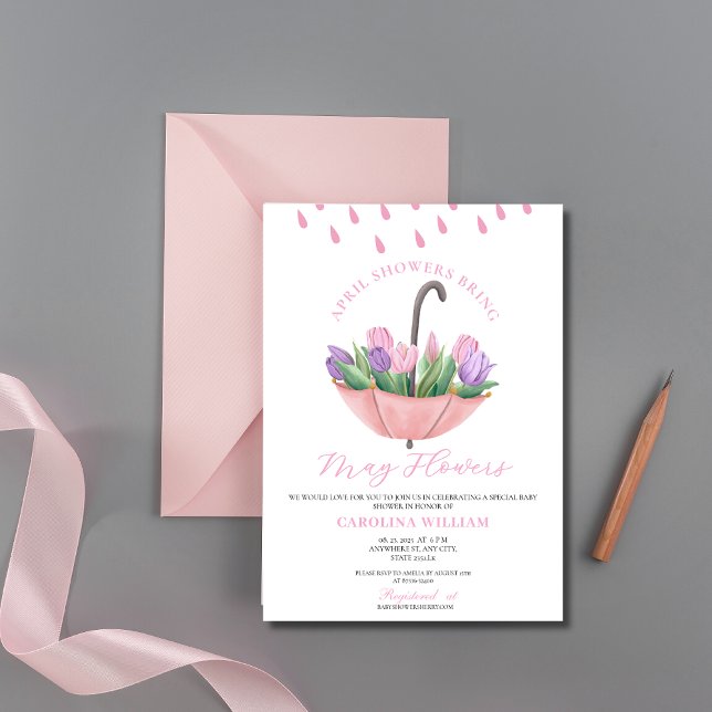 Invitation Les douches rose d'avril apportent le Baby shower  (Créateur téléchargé)