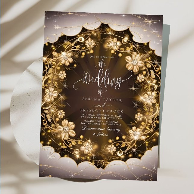 Invitation Les étincelles mystiques et le Mariage Floral doré (Créateur téléchargé)